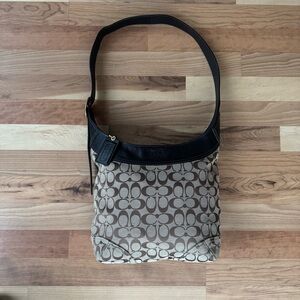 Coach Brown Signature Cross Body Bag Purse Brown 12365